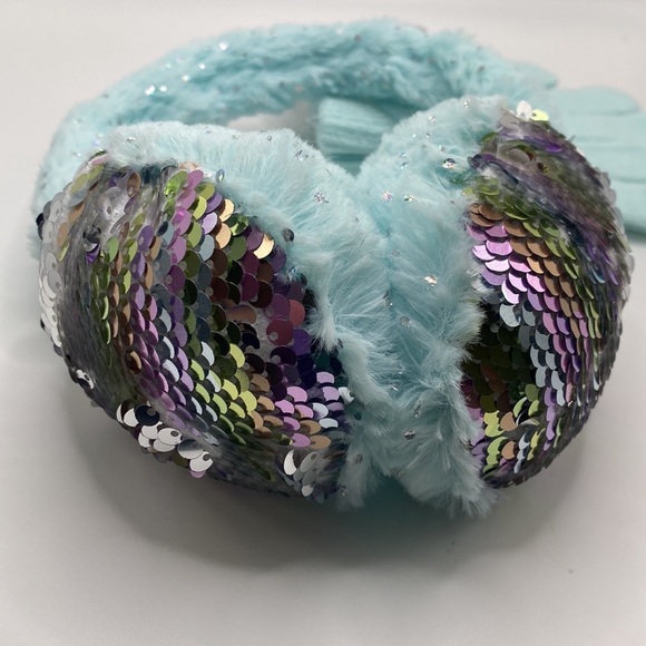 Olly & Friends Girl Sequin Earmuffs & Gloves SZ 4-6X Aqua Soft And Warm Winter - Picture 6 of 6